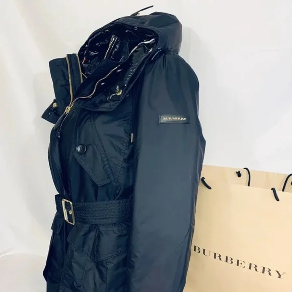 BURBERRY NWT Chevrington Hooded Parka Quilted Puffer Jacket Trench 3 In 1 Sz 12